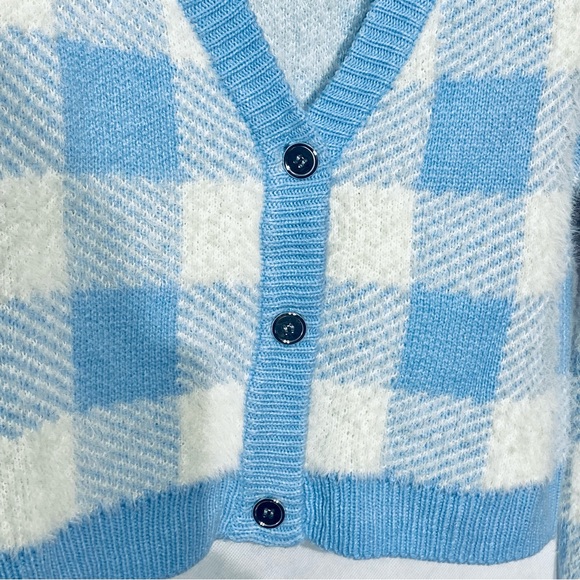 Willow & Wind Plaid Blue and White Sweater XS - Picture 6 of 11
